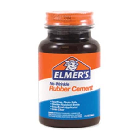 Elmers Elmerft.s Products Inc EPIE904 Rubber Cement- Plastic Bottle w- Brush- 4 oz. EPIE904
